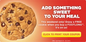 Subway cookie free