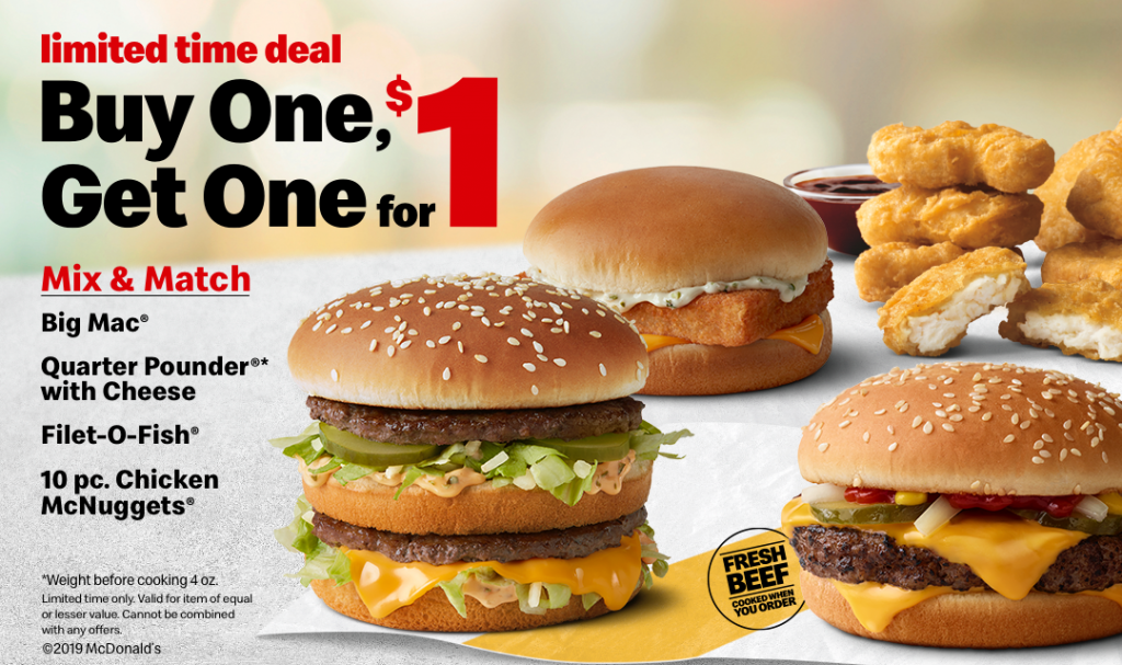 McDonald’s Buy One, Get One For 1 Deal